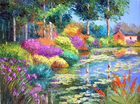  法国花园 法国画家Jean Marc Janiaczyk 油画作品 童话法国田园-法国画家Jean Marc Janiaczyk 油画壁纸 绘画壁纸