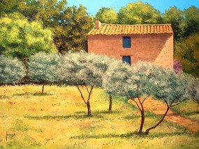  Bastide des oliviers Art painting by Jean Marc Janiaczyk 童话法国田园-法国画家Jean Marc Janiaczyk 油画壁纸 绘画壁纸