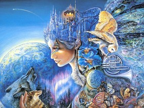 欧美奇幻插画壁纸  华丽奇幻插画 大地与精灵 Fantasy Art Celestial Journeys Wall Josephine作品《Celestial Journeys 天上的旅程》 绘画壁纸