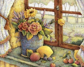 Lisa Blowers  7月的鲜花 温馨古典手绘壁纸 温馨手绘《Welcome Home 》 绘画壁纸