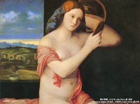 世界经典名画壁纸  贝利尼名画 裸女照镜 壁纸 Giovanni Bellini Fine Art Paintings 意大利画家Giovanni Bellini 乔凡尼·贝利尼作品集 绘画壁纸