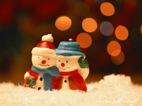  可爱圣诞小雪人蜡烛壁纸 Lovely Christmas Decoration Crafts 缤纷圣诞壁纸-精致可爱圣诞节装饰 节日壁纸