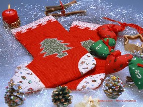  圣诞礼物袜子装饰壁纸 Lovely Christmas Decoration Crafts 缤纷圣诞壁纸-精致可爱圣诞节装饰 节日壁纸
