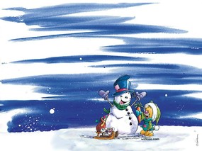  下雪的圣诞节插图 diddl 圣诞老鼠 Christmas White Mouse in Snow Winter 德国老鼠过圣诞节-diddl 圣诞插画作品 节日壁纸