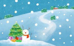 可爱温馨圣诞插画壁纸 雪人插画壁纸 可爱温馨圣诞壁纸 节日壁纸