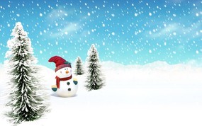 可爱温馨圣诞插画壁纸 圣诞节雪人壁纸 可爱温馨圣诞壁纸 节日壁纸