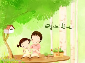 母亲节 幸福家韩国插画 母亲节 幸福家韩国插画 节日壁纸