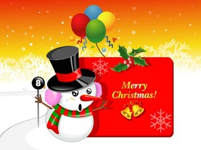  圣诞节 可爱雪人图片壁纸 Christmas Lovely Snow Man Pictures 圣诞节壁纸-韩国矢量风格圣诞壁纸 节日壁纸