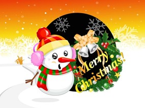  圣诞节 可爱雪人图片壁纸 Christmas Lovely Snow Man Pictures 圣诞节壁纸-韩国矢量风格圣诞壁纸 节日壁纸