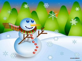  圣诞卡通雪人图片 Christmas Snowman Wallpaper 圣诞节雪人壁纸 节日壁纸