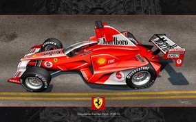  Ferrari F2015 赛车 Ferrari F2015 Race Car Comcept 宽屏手绘超级跑车壁纸 汽车壁纸