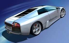 手绘汽车宽屏壁纸 Lamborghini Murcielago 3D Rendering 宽屏手绘超级跑车壁纸 汽车壁纸