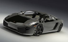  黑色兰博基尼跑车 Lamborghini Gallardo nera Race Car 宽屏手绘超级跑车壁纸 汽车壁纸