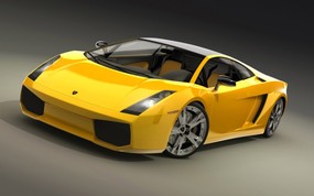  黄色色兰博基尼跑车 Lamborghini Gallardo SE Race Car 宽屏手绘超级跑车壁纸 汽车壁纸