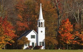 文化之旅  Wonalancet Chapel and Autumn Color Wonalancet New Hampshire 新罕布什尔州 小教堂图片壁纸 地理人文景观壁纸精选 第四辑 人文壁纸