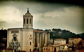 HDR 西班牙城市映像 大教堂 西班牙 Girona 赫罗纳城市风景 HDR 西班牙城市映像 人文壁纸