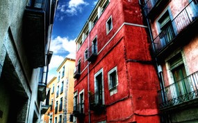 HDR 西班牙城市映像 红房子 西班牙 Girona 赫罗纳城市风景 HDR 西班牙城市映像 人文壁纸