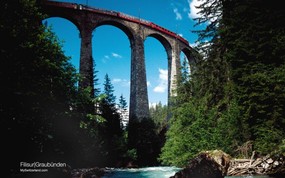 世界公园 瑞士夏季旅游名胜 Filisur Graubünden 菲利苏尔高架桥图片壁纸 世界公园瑞士夏季旅游名胜 人文壁纸