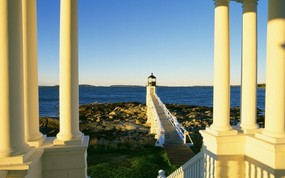 文化之旅 地理人文景观壁纸精选 第一辑 Marshall Point Lighthouse Port Clyde Maine 缅因州 克莱德港灯塔图片壁纸 文化之旅地理人文景观(一) 人文壁纸