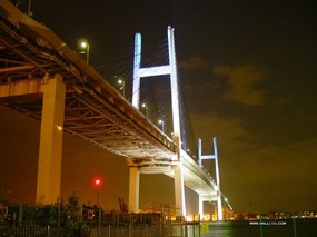 夜色下的东京彩虹桥 人文壁纸