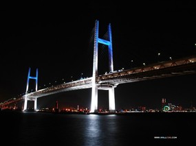 美丽东京湾彩虹大桥 夜色下的彩虹桥 Japan Travel Japan Tokyo Rainbow Bridge 夜色下的东京彩虹桥 人文壁纸