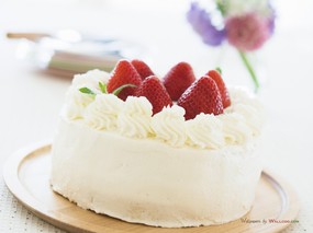  草莓蛋糕图片 草莓蛋糕壁纸 Strawberry Cake Photo Strawberry Cake Wallpaper 健康早餐-美食摄影壁纸 摄影壁纸