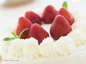  草莓蛋糕图片 草莓蛋糕壁纸 Strawberry Cake Photo Strawberry Cake Wallpaper 健康早餐-美食摄影壁纸 摄影壁纸