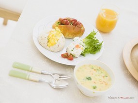  美食壁纸 西式早餐图片 Breakfast Photo Foods on the Table 健康早餐-美食摄影壁纸 摄影壁纸