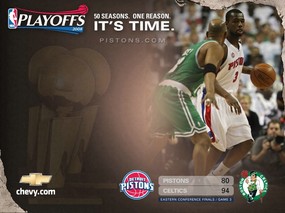NBA 底特律活塞队2007 08赛季官方桌面壁纸 季后赛Game 3 vs Boston桌面壁纸 底特律活塞队2007-08赛季壁纸 体育壁纸
