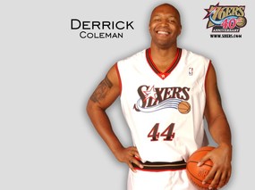 NBA壁纸  前76人队NO 44 德里克 科尔曼壁纸 Derrick Coleman Desktop 费城76人队官方桌面壁纸 体育壁纸