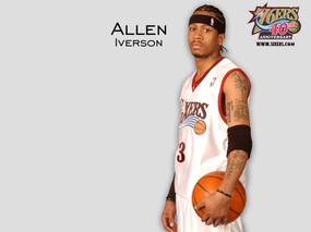NBA壁纸  76人队NO 3 阿伦 艾弗森壁纸 Allen Iverson Desktop 费城76人队官方桌面壁纸 体育壁纸
