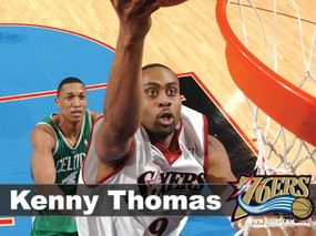 NBA壁纸  前76人队NO 9 肯尼 托马斯壁纸 Kenny Thomas Desktop 费城76人队官方桌面壁纸 体育壁纸
