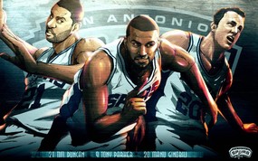 NBA2009-10赛季圣安东尼奥马刺球员阵容桌面壁纸 体育壁纸
