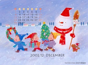  12月份月历桌面壁纸 December Desktop Calendar 2002年12月月历壁纸 月历壁纸