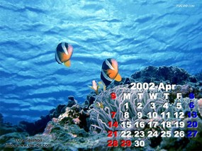  4月份月历桌面壁纸 April Desktop Calendar 2002年4月月历壁纸 月历壁纸