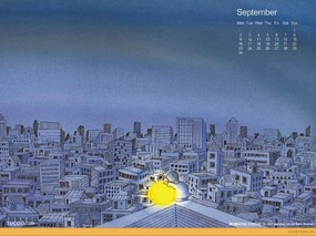  9月份月历桌面壁纸 September Desktop Calendar 2002年9月月历壁纸 月历壁纸