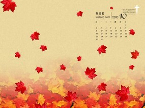  2005年10月月历图片 October 2005 Calendar 2005年10月份月历壁纸 月历壁纸