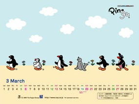  2005年3月卡通月历 March 2005 Calendar 2005年3月份月历壁纸 月历壁纸