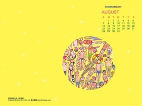  2005年8月月历桌面 August 2005 Desktop Calendar 2005年8月份月历壁纸 月历壁纸