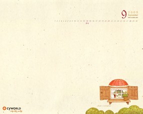  9月份韩国插画月历 2008年9月月历壁纸 月历壁纸