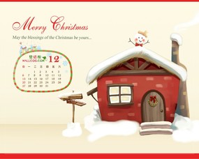 2009年12月份月历壁纸 12月圣诞月历 12月卡通圣诞月历壁纸 2009年12月份圣诞节月历壁纸 月历壁纸