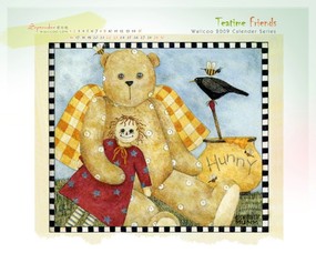 9月份月历 Teddy Bear 泰迪熊插画月历 2009年9月月历壁纸 月历壁纸