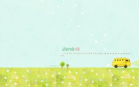  2010年3月韩国插画月历 2010年3月份月历壁纸 月历壁纸