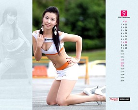  9月壁纸 韩国赛车美女 YAHOO韩国9月份月历壁纸 月历壁纸