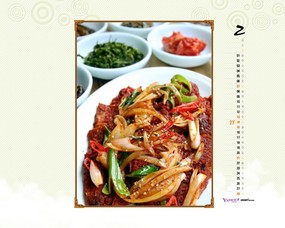  2月月历 韩式美食桌面壁纸 YAHOO韩国二月月历壁纸 月历壁纸