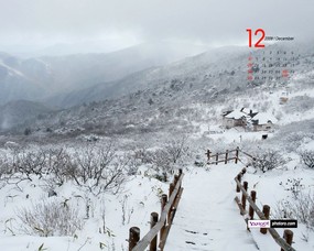  12月月历 雪景桌面壁纸 YAHOO韩国十二月月历壁纸 月历壁纸