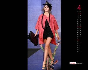  4月桌面 时装模特桌面壁纸 YAHOO韩国四月月历壁纸 月历壁纸